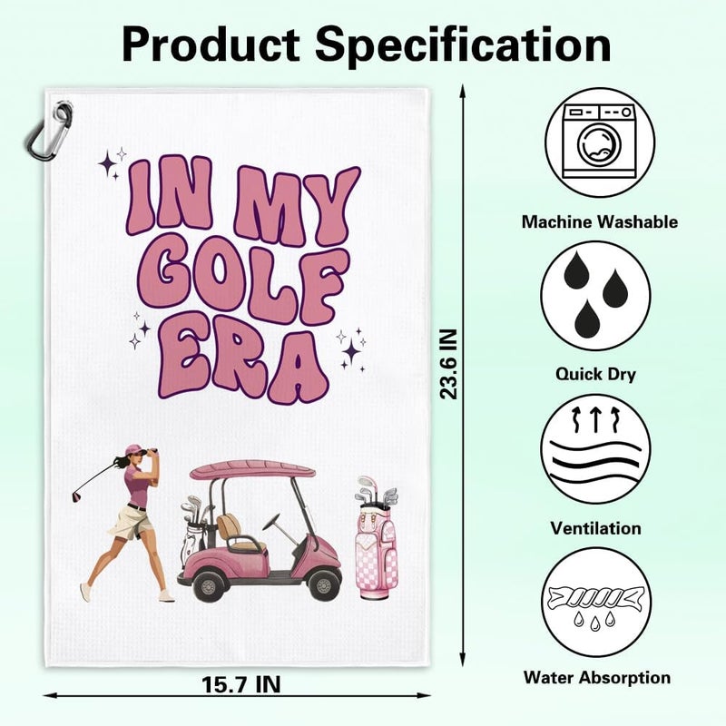 Msticey Pink Printed Microfiber Golf Towel with Clip, Funny Golf Gifts for Her, Mom, Girlfriend, Mother's Day, Birthday Gifts, Women's Golf Accessories - Image 2